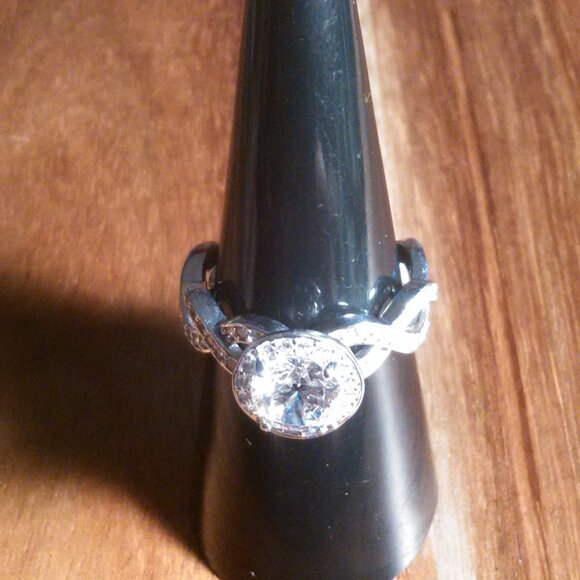 Simulated Diamond Sterling Silver Ring (Size 8) - Picture 13 of 14